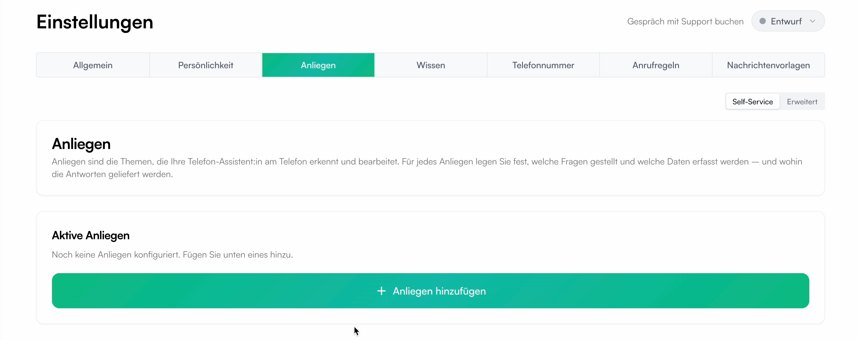 Neues Anliegen ergänzen