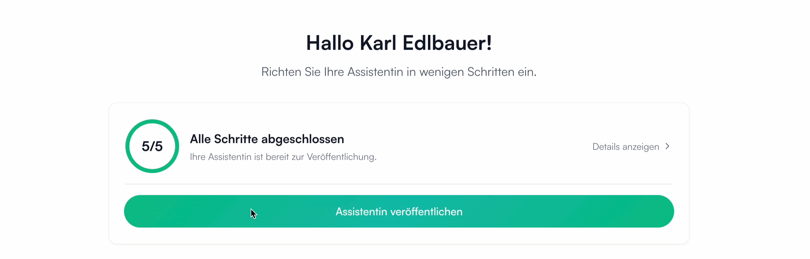 Schaltfläche zum Veröffentlichen der KI – Go-live