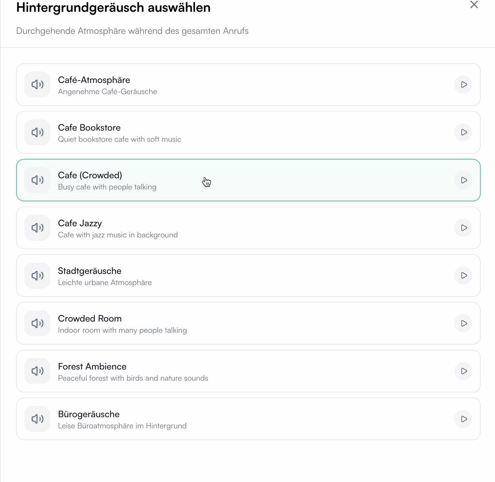 Einstellung der Hintergrundgeräusche