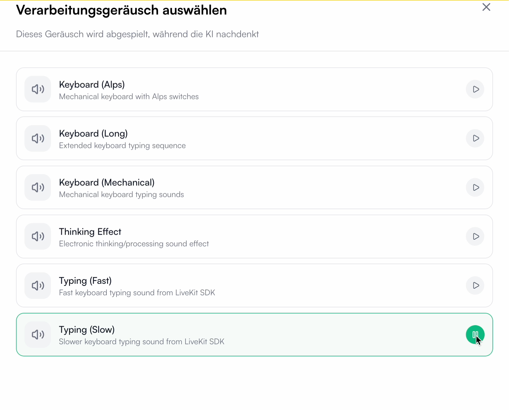 Einstellung der Verarbeitungsgeräusche