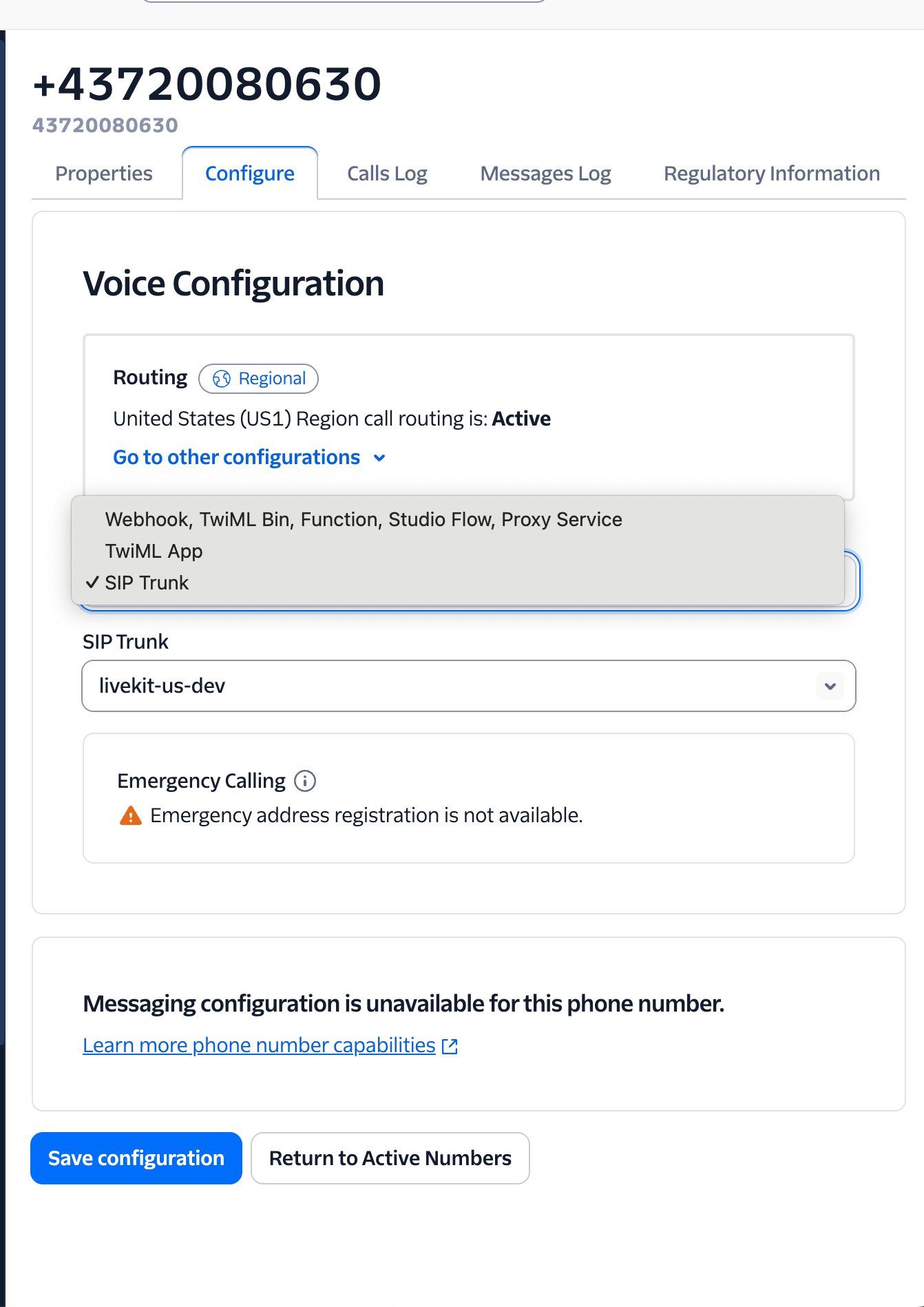 Voice Config SIP Trunk