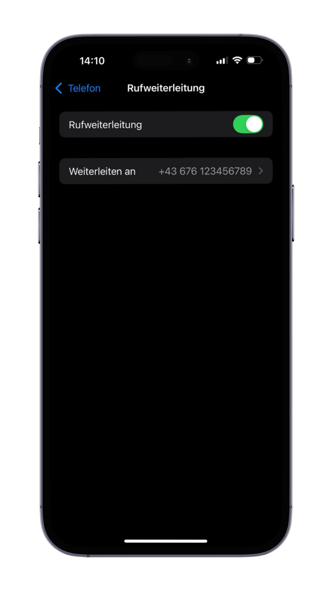 iPhone Schritt 3: Weiterleitung aktiv
